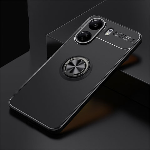 Coque Ultra Fine Silicone Souple Housse Etui avec Support Bague Anneau Aimante Magnetique SD1 pour Xiaomi Poco C65 Noir