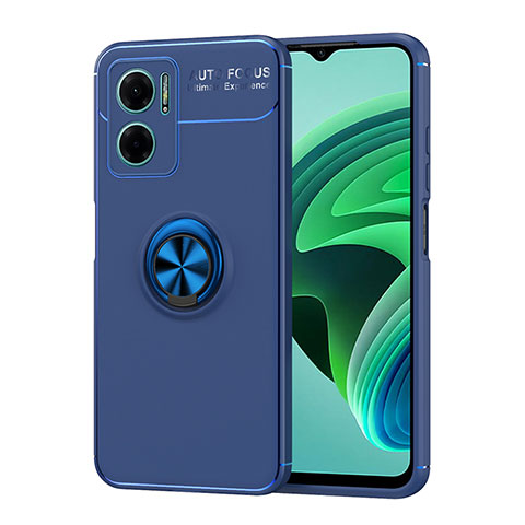 Coque Ultra Fine Silicone Souple Housse Etui avec Support Bague Anneau Aimante Magnetique SD1 pour Xiaomi Redmi 10 5G Bleu