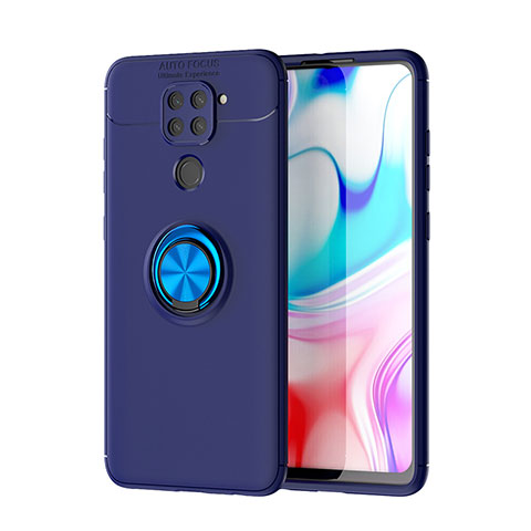 Coque Ultra Fine Silicone Souple Housse Etui avec Support Bague Anneau Aimante Magnetique SD1 pour Xiaomi Redmi 10X 4G Bleu