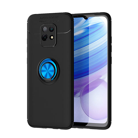 Coque Ultra Fine Silicone Souple Housse Etui avec Support Bague Anneau Aimante Magnetique SD1 pour Xiaomi Redmi 10X 5G Bleu et Noir