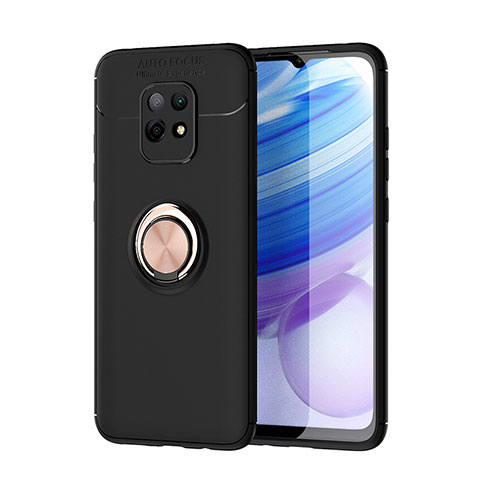 Coque Ultra Fine Silicone Souple Housse Etui avec Support Bague Anneau Aimante Magnetique SD1 pour Xiaomi Redmi 10X 5G Or et Noir