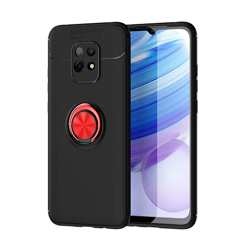 Coque Ultra Fine Silicone Souple Housse Etui avec Support Bague Anneau Aimante Magnetique SD1 pour Xiaomi Redmi 10X 5G Rouge et Noir