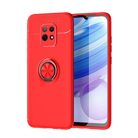 Coque Ultra Fine Silicone Souple Housse Etui avec Support Bague Anneau Aimante Magnetique SD1 pour Xiaomi Redmi 10X Pro 5G Rouge