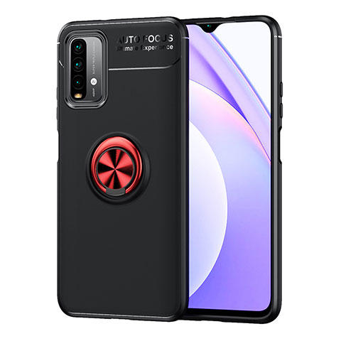 Coque Ultra Fine Silicone Souple Housse Etui avec Support Bague Anneau Aimante Magnetique SD1 pour Xiaomi Redmi 9 Power Rouge et Noir