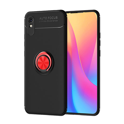 Coque Ultra Fine Silicone Souple Housse Etui avec Support Bague Anneau Aimante Magnetique SD1 pour Xiaomi Redmi 9i Rouge et Noir