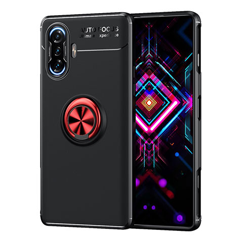 Coque Ultra Fine Silicone Souple Housse Etui avec Support Bague Anneau Aimante Magnetique SD1 pour Xiaomi Redmi K40 Gaming 5G Rouge et Noir