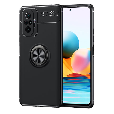 Coque Ultra Fine Silicone Souple Housse Etui avec Support Bague Anneau Aimante Magnetique SD1 pour Xiaomi Redmi Note 10 Pro 4G Noir