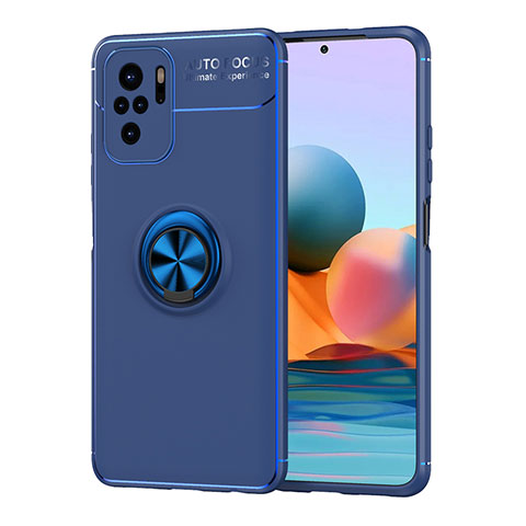 Coque Ultra Fine Silicone Souple Housse Etui avec Support Bague Anneau Aimante Magnetique SD1 pour Xiaomi Redmi Note 11 SE India 4G Bleu