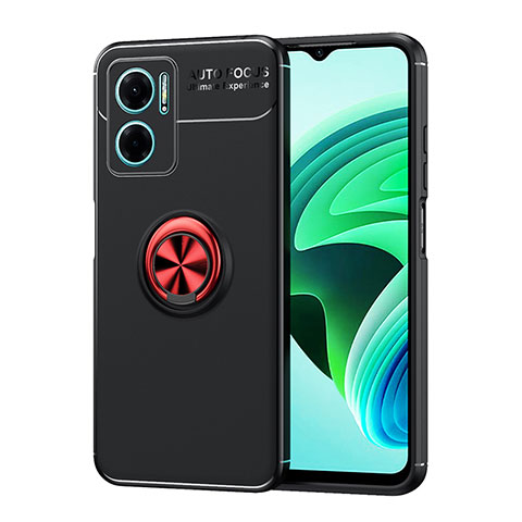 Coque Ultra Fine Silicone Souple Housse Etui avec Support Bague Anneau Aimante Magnetique SD1 pour Xiaomi Redmi Note 11E 5G Rouge et Noir