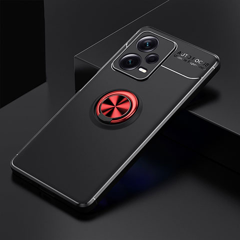 Coque Ultra Fine Silicone Souple Housse Etui avec Support Bague Anneau Aimante Magnetique SD1 pour Xiaomi Redmi Note 12 Explorer Rouge et Noir