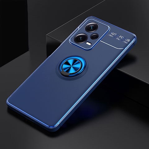 Coque Ultra Fine Silicone Souple Housse Etui avec Support Bague Anneau Aimante Magnetique SD1 pour Xiaomi Redmi Note 12 Pro+ Plus 5G Bleu