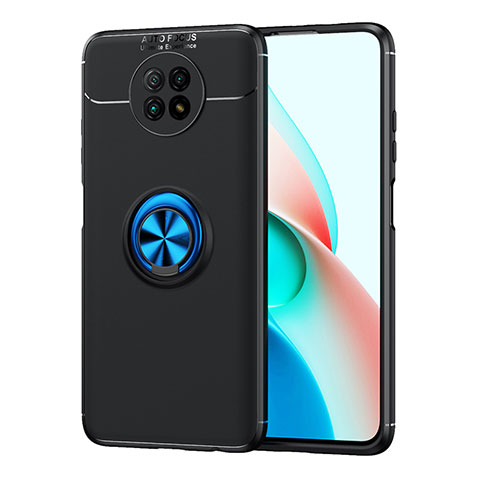 Coque Ultra Fine Silicone Souple Housse Etui avec Support Bague Anneau Aimante Magnetique SD1 pour Xiaomi Redmi Note 9 5G Bleu et Noir