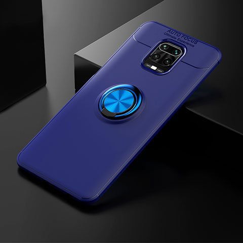 Coque Ultra Fine Silicone Souple Housse Etui avec Support Bague Anneau Aimante Magnetique SD1 pour Xiaomi Redmi Note 9 Pro Bleu