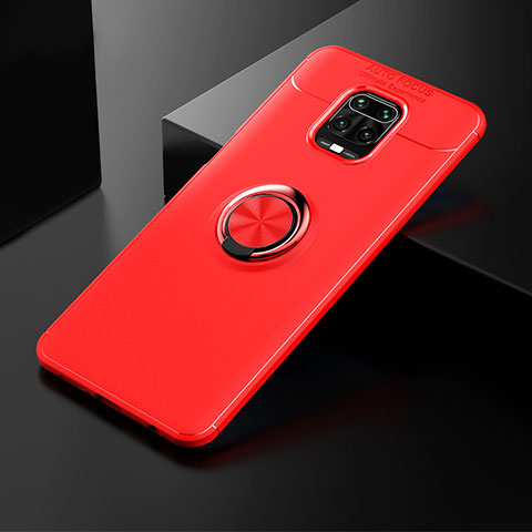 Coque Ultra Fine Silicone Souple Housse Etui avec Support Bague Anneau Aimante Magnetique SD1 pour Xiaomi Redmi Note 9 Pro Max Rouge