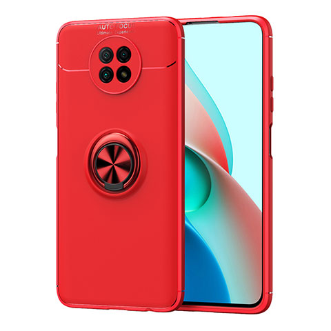 Coque Ultra Fine Silicone Souple Housse Etui avec Support Bague Anneau Aimante Magnetique SD1 pour Xiaomi Redmi Note 9T 5G Rouge