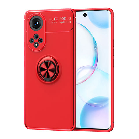 Coque Ultra Fine Silicone Souple Housse Etui avec Support Bague Anneau Aimante Magnetique SD2 pour Huawei Honor 50 5G Rouge