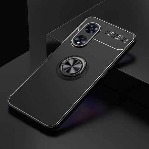 Coque Ultra Fine Silicone Souple Housse Etui avec Support Bague Anneau Aimante Magnetique SD2 pour Huawei Honor X5 Plus Noir