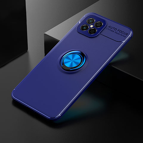 Coque Ultra Fine Silicone Souple Housse Etui avec Support Bague Anneau Aimante Magnetique SD2 pour Huawei Nova 8 SE 4G Bleu