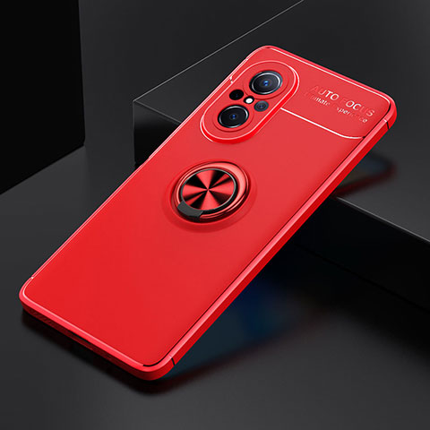 Coque Ultra Fine Silicone Souple Housse Etui avec Support Bague Anneau Aimante Magnetique SD2 pour Huawei Nova 9 SE Rouge