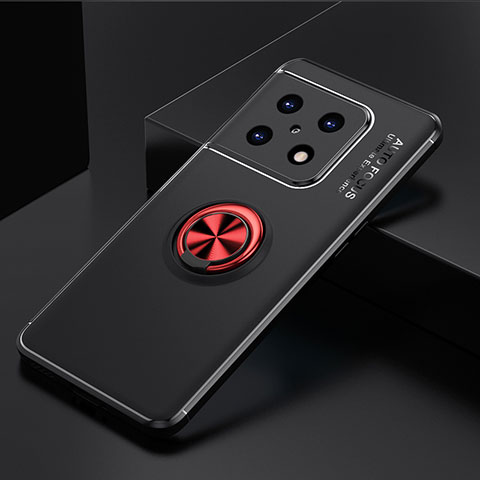 Coque Ultra Fine Silicone Souple Housse Etui avec Support Bague Anneau Aimante Magnetique SD2 pour OnePlus 10 Pro 5G Rouge et Noir