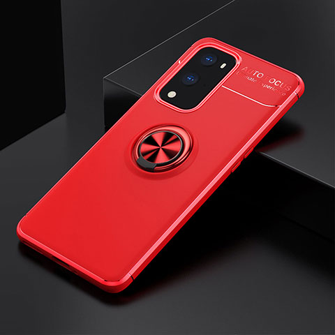 Coque Ultra Fine Silicone Souple Housse Etui avec Support Bague Anneau Aimante Magnetique SD2 pour OnePlus 9 Pro 5G Rouge