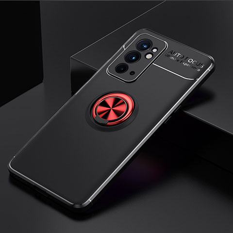 Coque Ultra Fine Silicone Souple Housse Etui avec Support Bague Anneau Aimante Magnetique SD2 pour OnePlus 9RT 5G Rouge et Noir