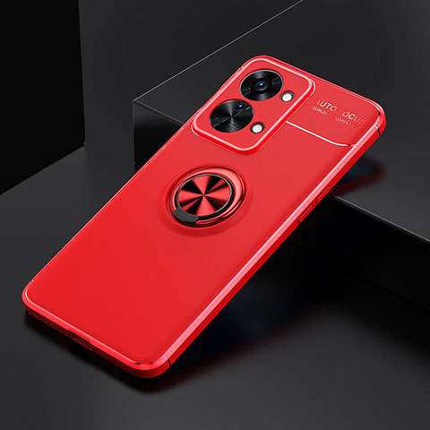 Coque Ultra Fine Silicone Souple Housse Etui avec Support Bague Anneau Aimante Magnetique SD2 pour OnePlus Nord 2T 5G Rouge