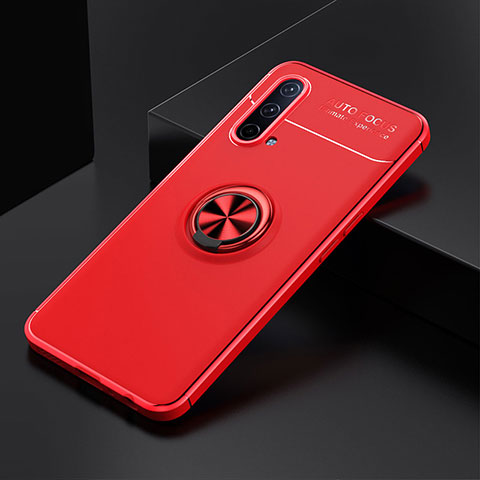 Coque Ultra Fine Silicone Souple Housse Etui avec Support Bague Anneau Aimante Magnetique SD2 pour OnePlus Nord CE 5G Rouge