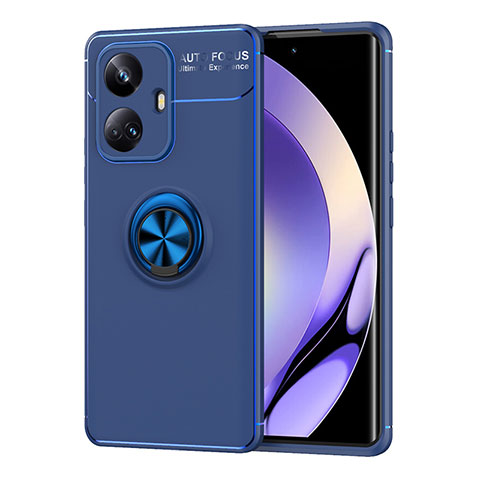 Coque Ultra Fine Silicone Souple Housse Etui avec Support Bague Anneau Aimante Magnetique SD2 pour Realme 10 Pro+ Plus 5G Bleu