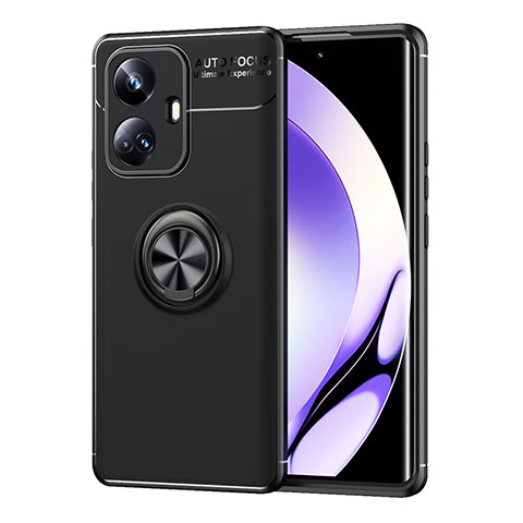 Coque Ultra Fine Silicone Souple Housse Etui avec Support Bague Anneau Aimante Magnetique SD2 pour Realme 10 Pro+ Plus 5G Noir