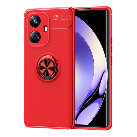 Coque Ultra Fine Silicone Souple Housse Etui avec Support Bague Anneau Aimante Magnetique SD2 pour Realme 10 Pro+ Plus 5G Rouge