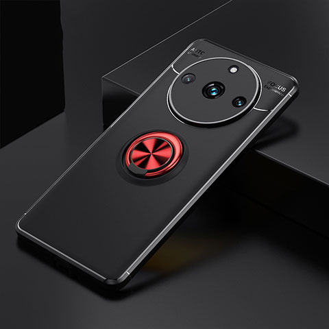 Coque Ultra Fine Silicone Souple Housse Etui avec Support Bague Anneau Aimante Magnetique SD2 pour Realme 11 Pro 5G Rouge et Noir