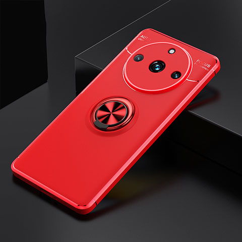 Coque Ultra Fine Silicone Souple Housse Etui avec Support Bague Anneau Aimante Magnetique SD2 pour Realme 11 Pro+ Plus 5G Rouge