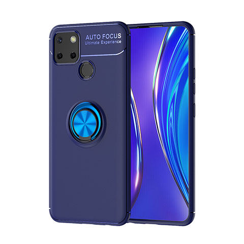 Coque Ultra Fine Silicone Souple Housse Etui avec Support Bague Anneau Aimante Magnetique SD2 pour Realme 7i RMX2193 Bleu