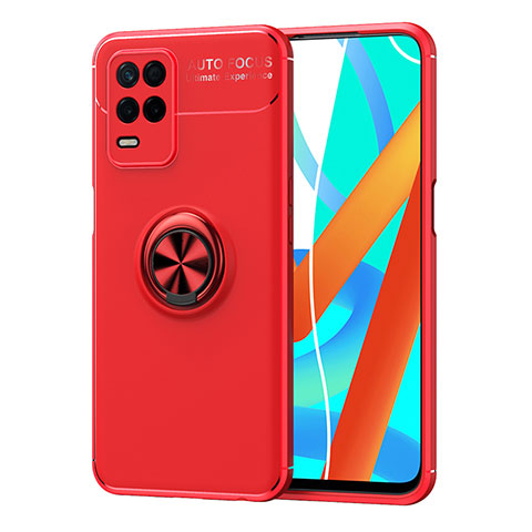 Coque Ultra Fine Silicone Souple Housse Etui avec Support Bague Anneau Aimante Magnetique SD2 pour Realme 8 5G Rouge