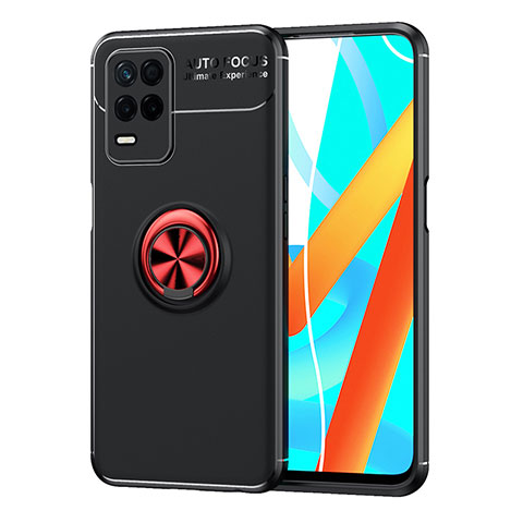 Coque Ultra Fine Silicone Souple Housse Etui avec Support Bague Anneau Aimante Magnetique SD2 pour Realme 8s 5G Rouge et Noir