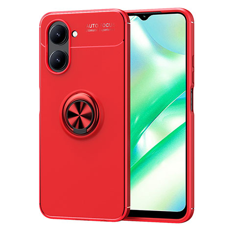 Coque Ultra Fine Silicone Souple Housse Etui avec Support Bague Anneau Aimante Magnetique SD2 pour Realme C33 (2023) Rouge