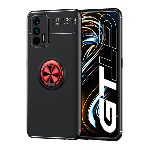 Coque Ultra Fine Silicone Souple Housse Etui avec Support Bague Anneau Aimante Magnetique SD2 pour Realme GT 5G Rouge et Noir