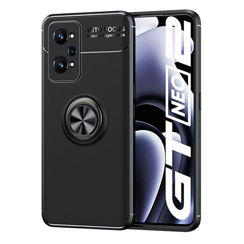 Coque Ultra Fine Silicone Souple Housse Etui avec Support Bague Anneau Aimante Magnetique SD2 pour Realme GT Neo 3T 5G Noir