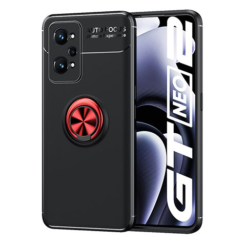 Coque Ultra Fine Silicone Souple Housse Etui avec Support Bague Anneau Aimante Magnetique SD2 pour Realme GT Neo 3T 5G Rouge et Noir