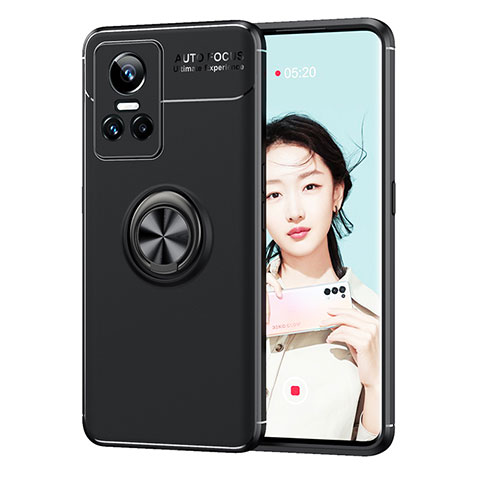 Coque Ultra Fine Silicone Souple Housse Etui avec Support Bague Anneau Aimante Magnetique SD2 pour Realme GT Neo3 5G Noir