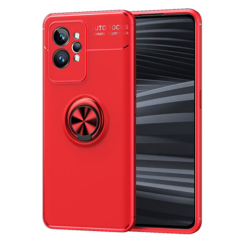 Coque Ultra Fine Silicone Souple Housse Etui avec Support Bague Anneau Aimante Magnetique SD2 pour Realme GT2 Pro 5G Rouge