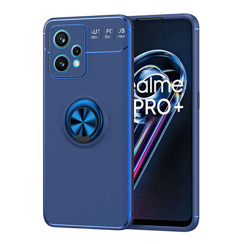 Coque Ultra Fine Silicone Souple Housse Etui avec Support Bague Anneau Aimante Magnetique SD2 pour Realme Narzo 50 Pro 5G Bleu