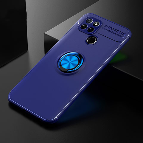 Coque Ultra Fine Silicone Souple Housse Etui avec Support Bague Anneau Aimante Magnetique SD2 pour Realme Q2i 5G Bleu