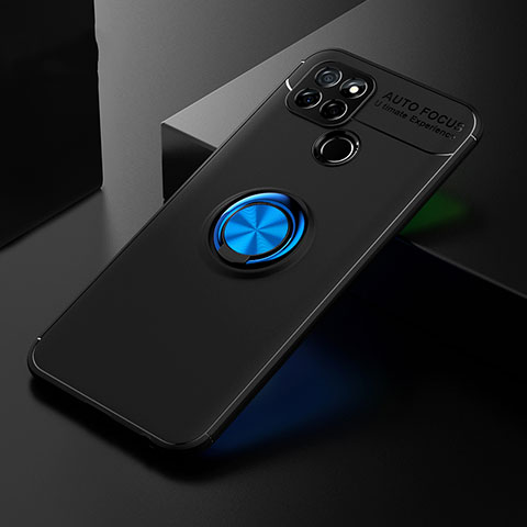 Coque Ultra Fine Silicone Souple Housse Etui avec Support Bague Anneau Aimante Magnetique SD2 pour Realme Q2i 5G Bleu et Noir