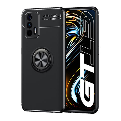 Coque Ultra Fine Silicone Souple Housse Etui avec Support Bague Anneau Aimante Magnetique SD2 pour Realme Q3 Pro 5G Noir