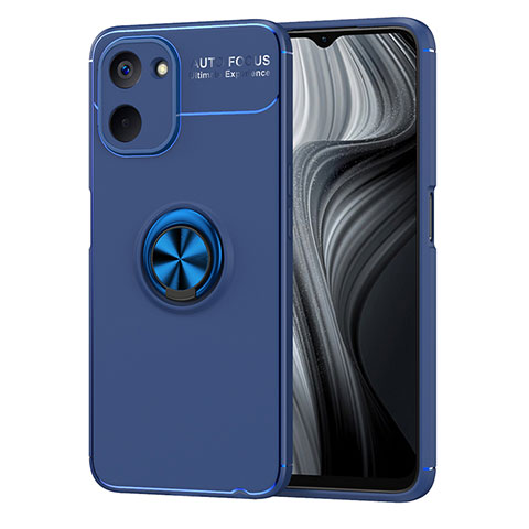 Coque Ultra Fine Silicone Souple Housse Etui avec Support Bague Anneau Aimante Magnetique SD2 pour Realme Q5x 5G Bleu