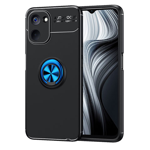 Coque Ultra Fine Silicone Souple Housse Etui avec Support Bague Anneau Aimante Magnetique SD2 pour Realme V20 5G Bleu et Noir