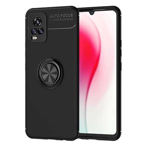 Coque Ultra Fine Silicone Souple Housse Etui avec Support Bague Anneau Aimante Magnetique SD2 pour Vivo V20 (2021) Noir