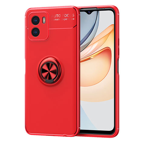 Coque Ultra Fine Silicone Souple Housse Etui avec Support Bague Anneau Aimante Magnetique SD2 pour Vivo Y01 Rouge